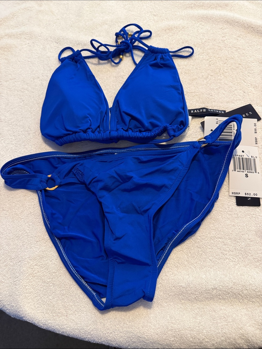 Ralph Lauren Royal Blue Tie Triangle Bikini